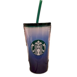 Starbucks 2021 Tumbler 16 Oz Blue Ombre Green Lid Straw Cup